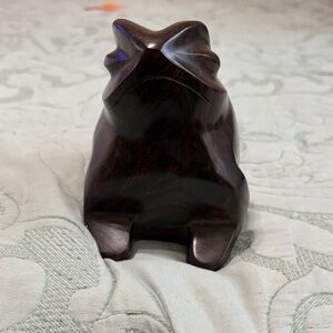 Handcarved Iron Wood Frog Figurine